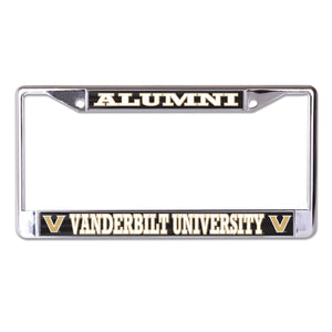 Vanderbilt University Alumni On Black Chrome License Plate Frame