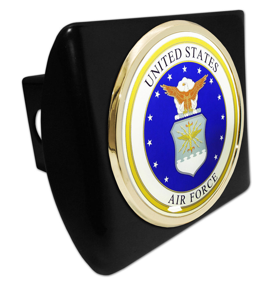 Air Force Seal Emblem on Black Metal Hitch Cover