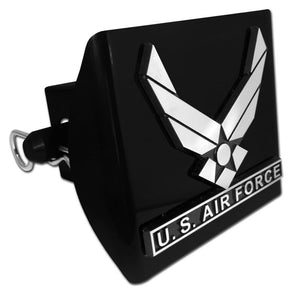 U.S. Air Force Wings Emblem on Black Plastic Hitch Cover