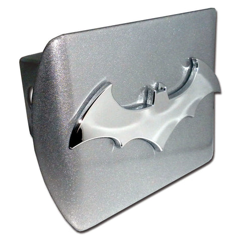 Batman (3D Bat) ALL METAL Brushed Chrome Hitch Cover