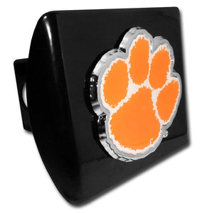 Clemson Orange Emblem on Black Hitch Cover