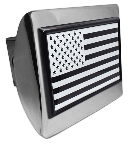 Inverted American Flag Chrome Metal Hitch Cover