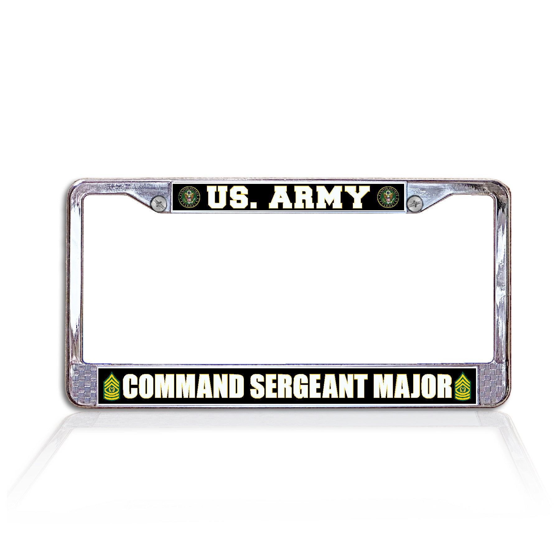 U.S. Army Command Sergeant Major Chrome License Plate Frame