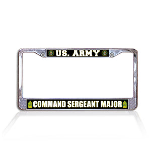 U.S. Army Command Sergeant Major Chrome License Plate Frame