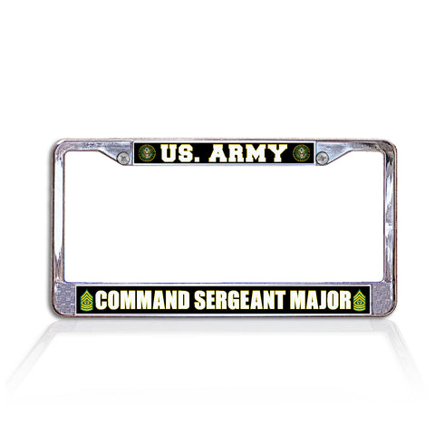 U.S. Army Command Sergeant Major Chrome License Plate Frame