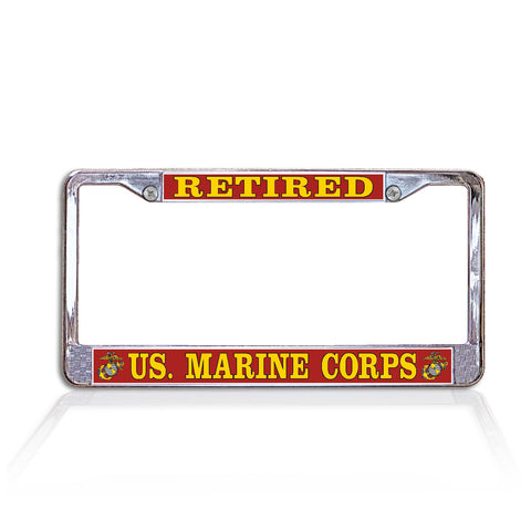 U.S. Marine Corps Retired Chrome License Plate Frame