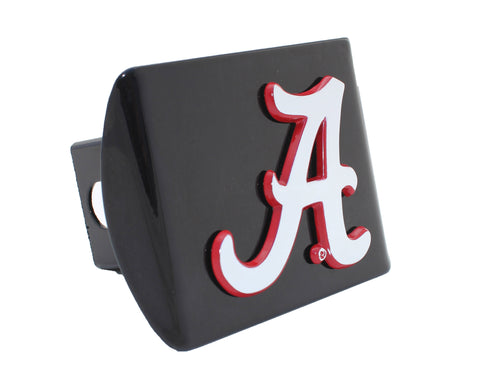 Alabama A Crimson Edges on Black Metal Hitch Cover