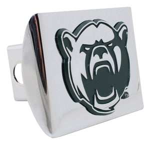 Baylor University Bear Emblem with Green Outlining Chrome Metal Hitch Cover