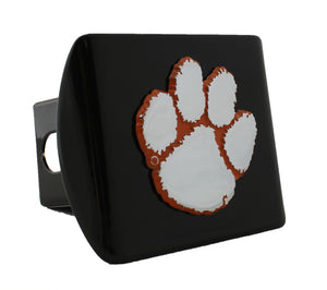 Clemson Paw Orange Trim Black Metal Hitch Cover