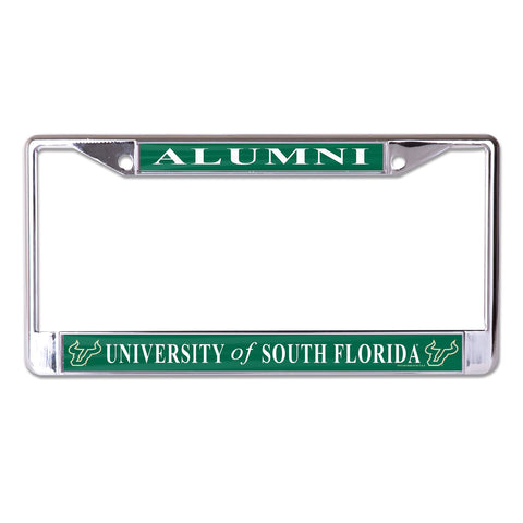 University of South Florida Alumni On Green Background Chrome License Plate Frame