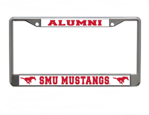 Southern Methodist University Alumni On White Chrome License Plate Frame
