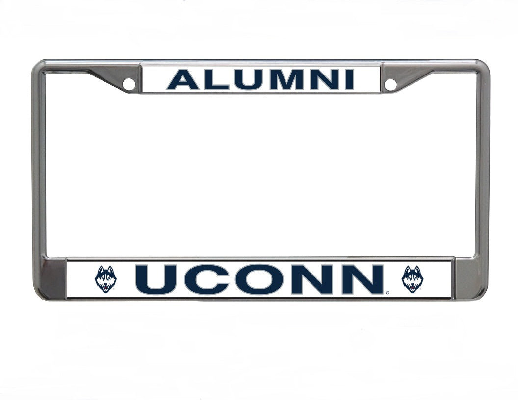University of Connecticut Alumni On White Chrome License Plate Frame