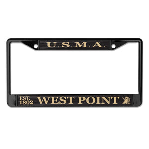U.S.M.A West Point Black Chrome License Plate Frame