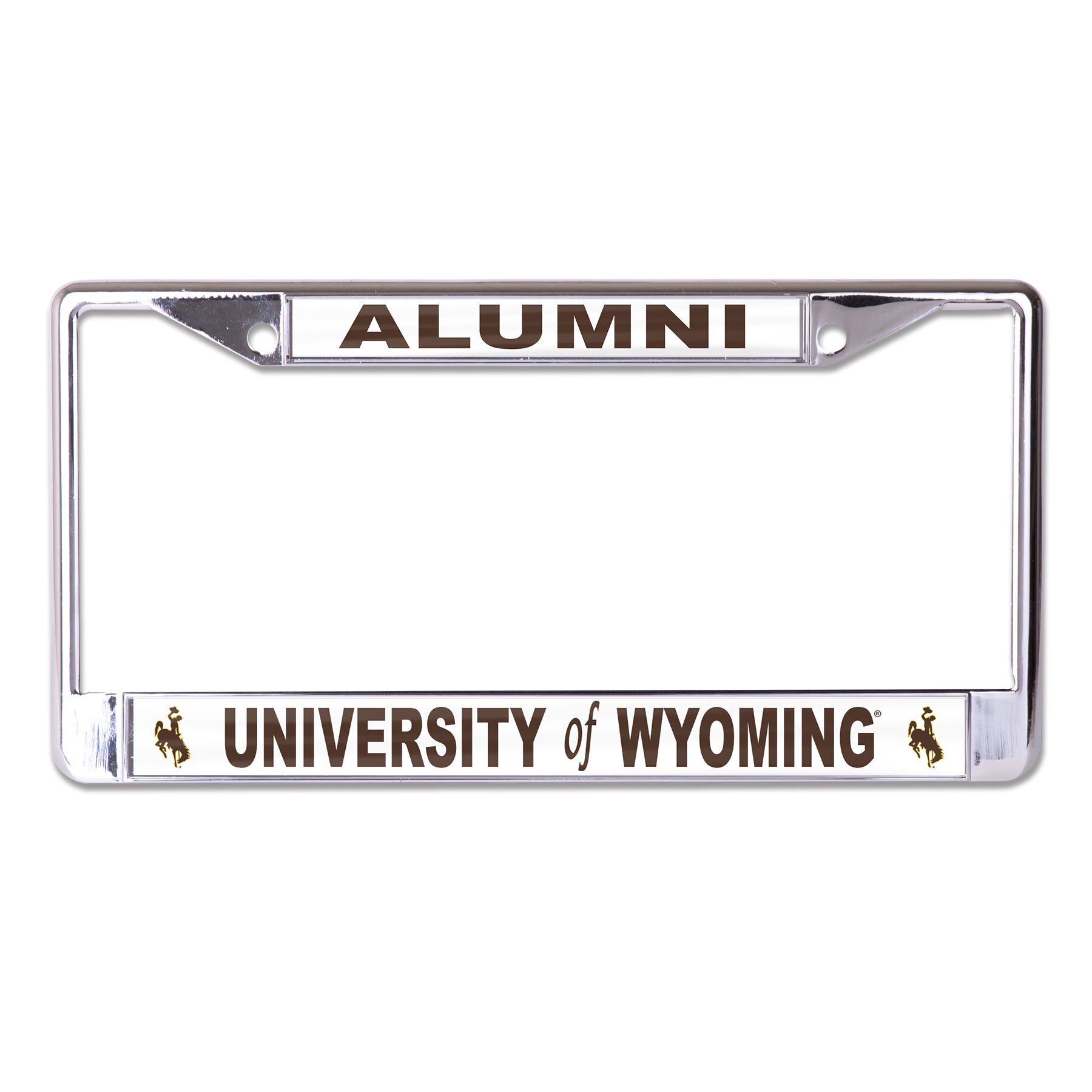 University of Wyoming Alumni On White Chrome License Plate Frame