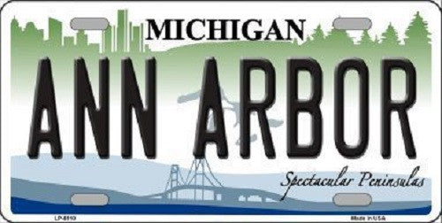 Ann Arbor Michigan Metal Novelty License Plate