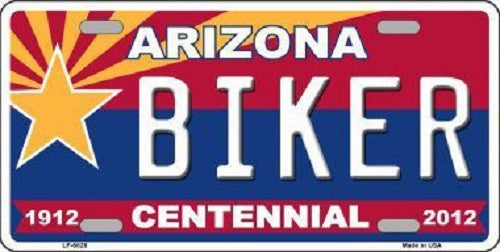 Arizona Centennial Biker Novelty Metal License Plate