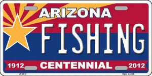 Arizona Centennial Fishing Novelty Metal License Plate