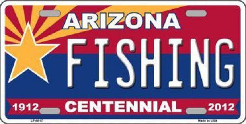Arizona Centennial Fishing Novelty Metal License Plate