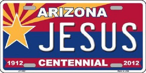 Arizona Centennial Jesus Metal Novelty License Plate