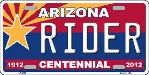 Arizona Centennial Rider Novelty Metal License Plate