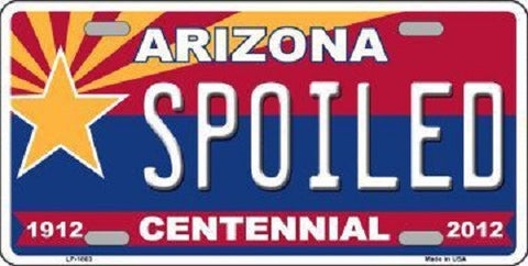 Arizona Centennial Spoiled Metal Novelty License Plate