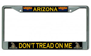 Arizona Don't Tread 2nd Amendment Chrome License Plate Frame