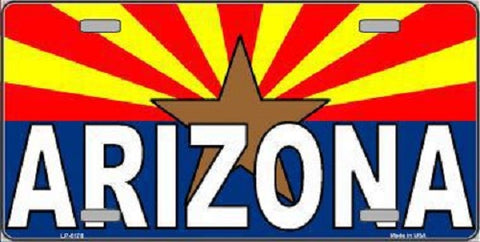 Arizona Flag White Arizona Metal Novelty License Plate Sign