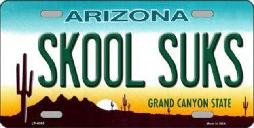 Arizona Skool Suks Novelty Metal License Plate