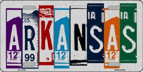Arkansas License Plate Art Brushed Aluminum Metal Novelty License Plate