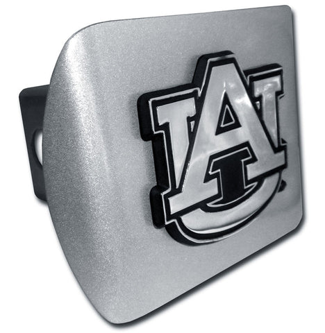Auburn Emblem on Brushed Metal Hitch Cover