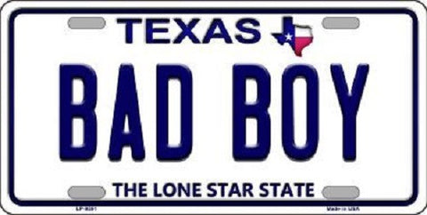 Bad Boy Texas Background Novelty Metal License Plate