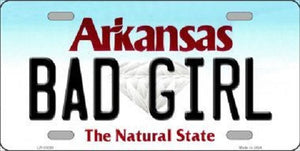 Bad Girl Arkansas Background Novelty Metal License Plate