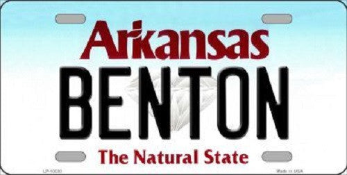 Benton Arkansas Background Novelty Metal License Plate