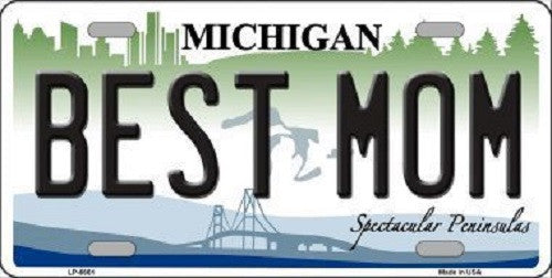 Best Mom Michigan Metal Novelty License Plate