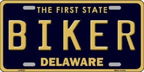 Biker Delaware Novelty Metal License Plate