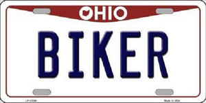 Biker Ohio Background Novelty Metal License Plate
