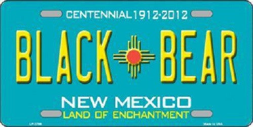 Black Bear New Mexico Teal Novelty Metal License Plate