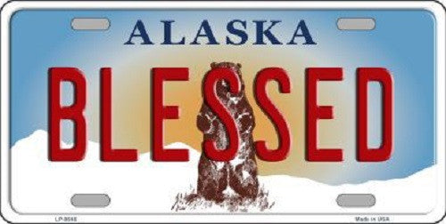 Blessed Alaska State Background Novelty Metal License Plate