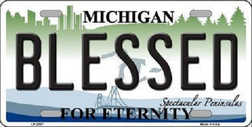 Blessed Michigan State Metal Novelty License Plate