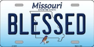 Blessed Missouri Background Novelty Metal License Plate