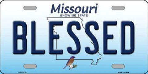 Blessed Missouri Background Novelty Metal License Plate