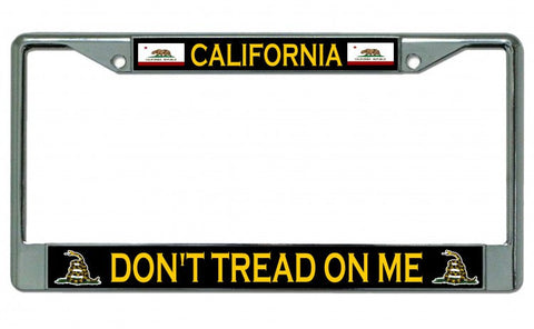 California Don't Tread 2nd Amendment Chrome License Plate Frame