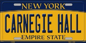 Carnegie Hall New York Background Novelty Metal License Plate
