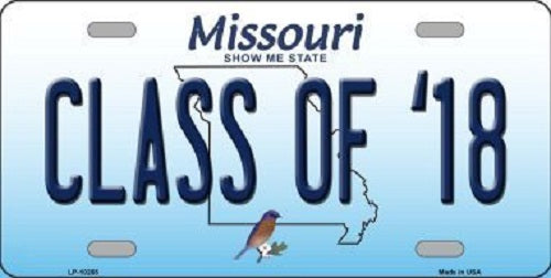 Class Of 18 Missouri Background Novelty Metal License Plate