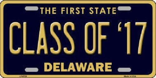 Class of '17 Delaware Novelty Metal License Plate