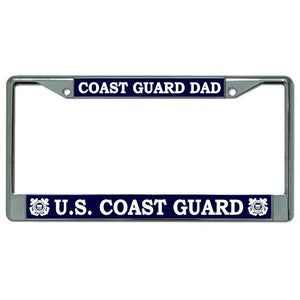 Coast Guard Dad Chrome License Plate Frame