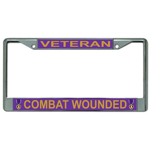 Combat Wounded Veteran Chrome License Plate Frame