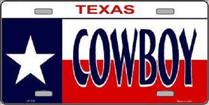 Cowboy Texas Metal Novelty License Plate