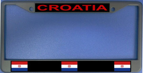 Croatia Flag Black Chrome License Plate Frame