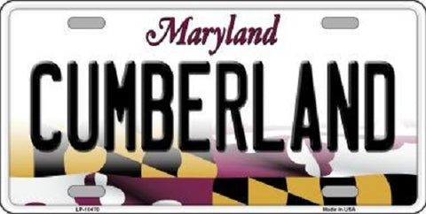 Cumberland Maryland Metal Novelty License Plate